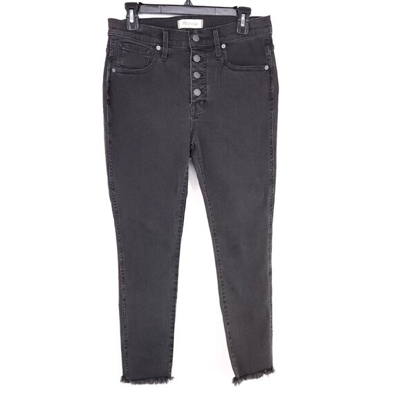Madewell 10" High-Rise Skinny Jeans Size 29P Raw Hem Fray Button Fly - Picture 1 of 12
